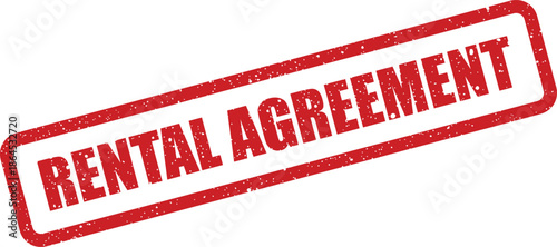 A distressed red rubber stamp impression clearly displays the important words RENTAL AGREEMENT in uppercase letters