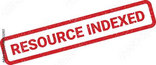A distressed stamp graphic with the words RESOURCE INDEXED for efficient data management and content categorization