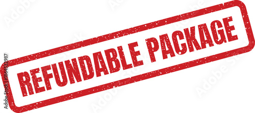 A grunge effect rectangular stamp prominently featuring the important words REFUNDABLE PACKAGE for shipping and logistics documentation
