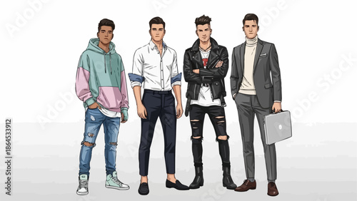 Diverse Male Fashion Styles - A Showcase of Modern Trends.