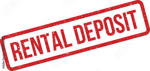 A prominent distressed rubber stamp graphic illustrates the important financial concept RENTAL DEPOSIT for transactions