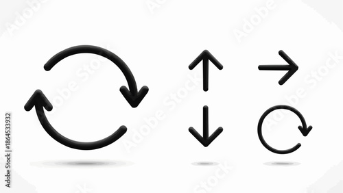 Black Arrows Set - Refresh, Resize, and Directional Icons.