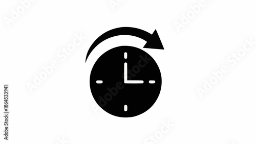 Clock with Arrow Symbolizing Time Passing or Deadline Reminder.