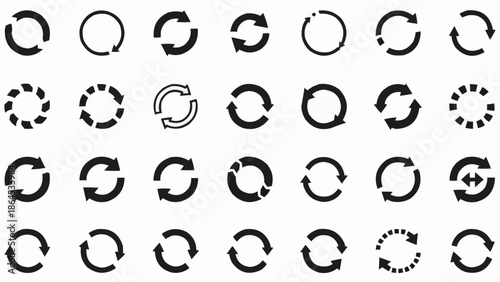 Set of Circular Arrow Icons for Refresh and Reload.