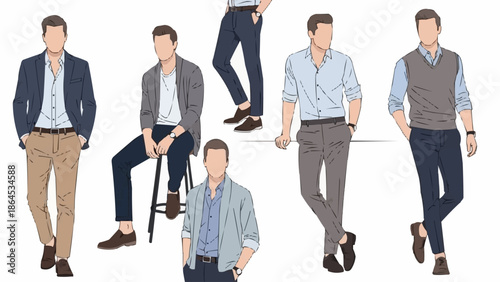Stylish Mens Fashion Collection - Diverse Outfits and Poses.