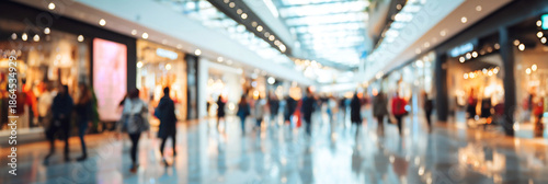 Wallpaper Mural A blurred view of people walking through a busy shopping mall with storefronts and bright lights Torontodigital.ca