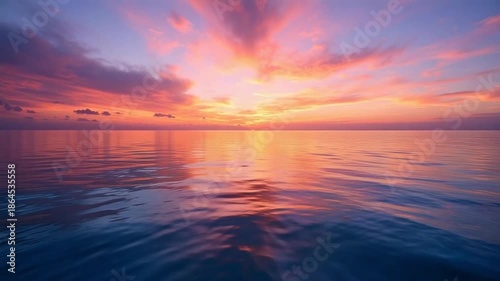 Serene ocean sunset with vibrant sky and calm waters