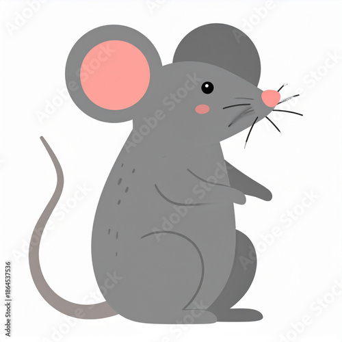 A cute cartoon rodent character is a happy small mouse smiling with a piece of cheese in this funny animal vector illustration