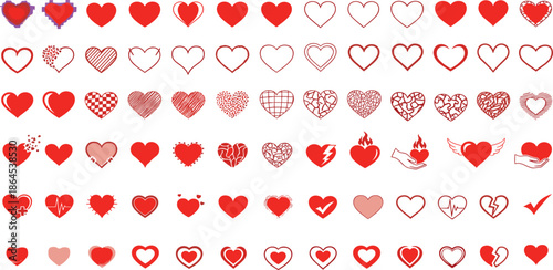 Hand-drawn sketch of two intertwined hearts with a romantic rose and 'Happy Valentine's Day' banner, perfect for love celebration greetings