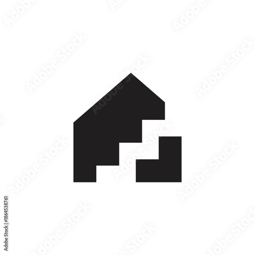simple home staircase ladder silhoette simple geometric logo vector