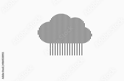 rain cloud,   simple black lines on a white background   create a  seamless loop animation