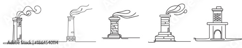 chimney vector style continuous line