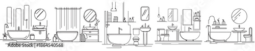 bathroom vector continuous line style