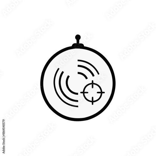 Stopwatch with target symbol and motion lines in simple illustration style