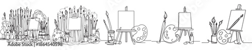 painting equipment vector continuous line style