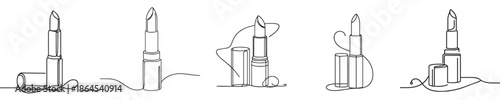vector lipstick style continuous line