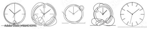 wall clock vector continuous line style