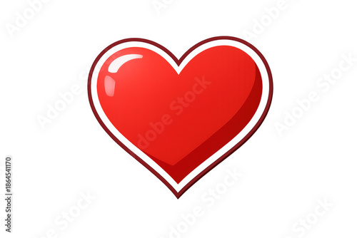 Free Download Red glossy heart icon with a darker outline on a transparent background, representing affection, well-being, and cherished feelings - GFXLoad