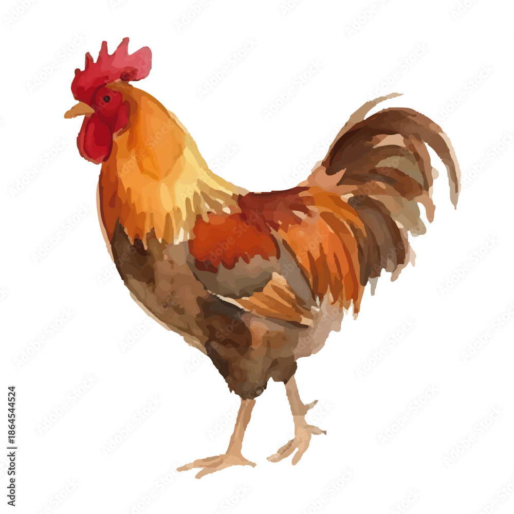 Fototapeta premium Watercolor-style chicken illustration／鶏