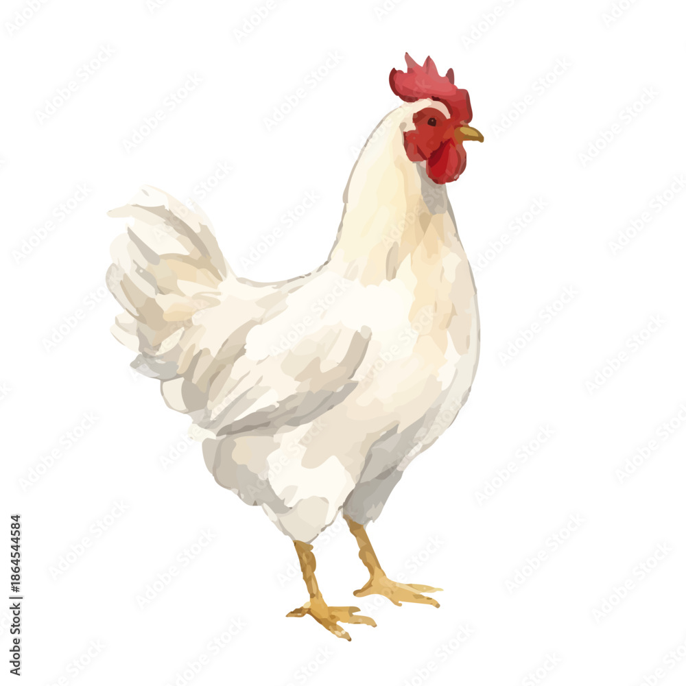 Fototapeta premium Watercolor-style chicken illustration／鶏