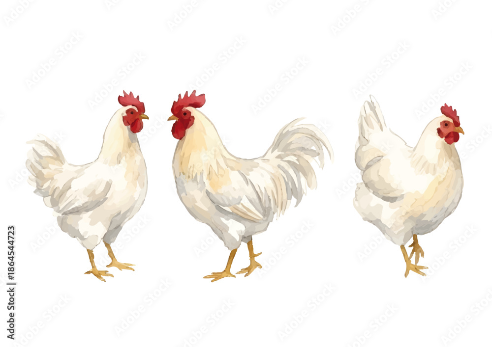 Fototapeta premium Watercolor-style chicken illustration／鶏