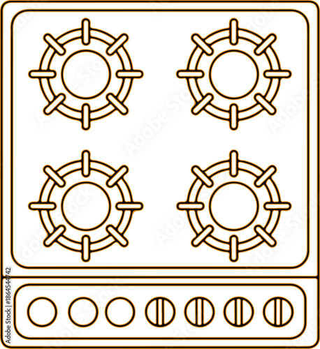 Stove top cooker vector illustration with four burners