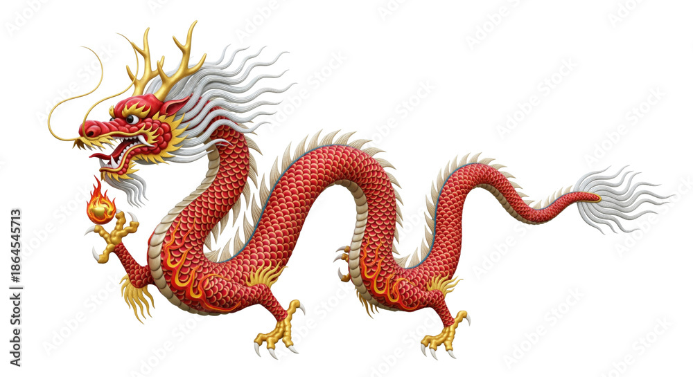 Fototapeta premium Asian dragon isolated on white