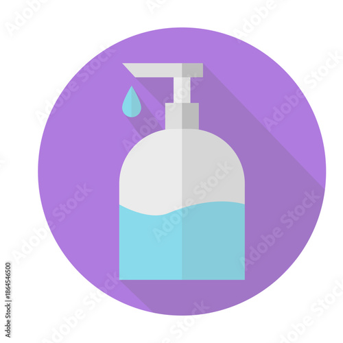 Alcohol gel in purple circle on white background.