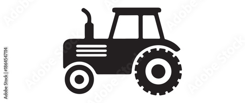 Classic Farm Tractor Silhouette Icon Representing Agricultural Machinery and Heavy Equipment