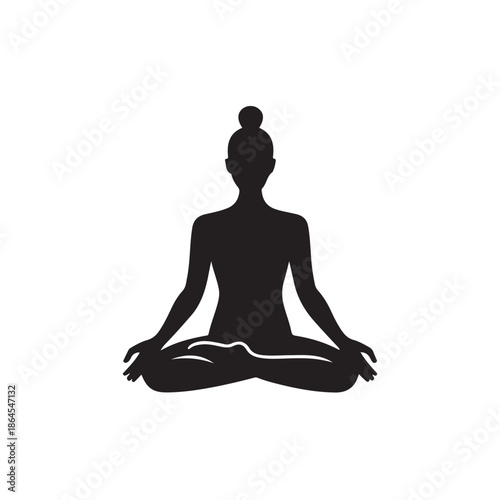 Female Silhouette Practicing Yoga in Lotus Position for Health, Wellness, and Meditation
