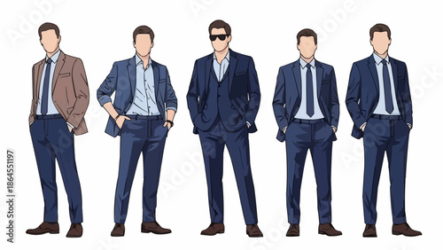 Group of men in suits standing in a row.