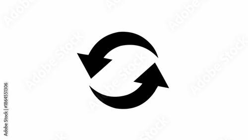 Black and White Circular Arrows Symbolizing Rotation and Renewal.