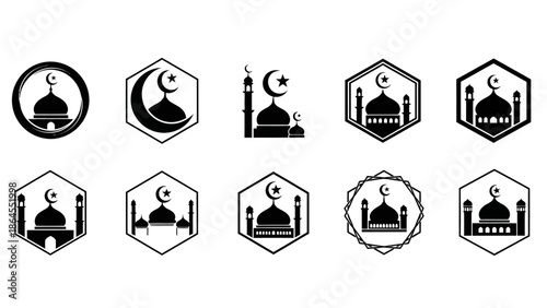 mosque logo set