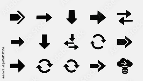 Collection of Arrow Icons for Navigation and Direction.