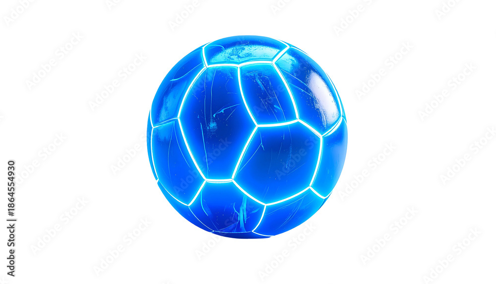 Naklejka premium A translucent, blue orb featuring a network of glowing, polygonal outlines. The sphere appears to float in a void of pure black, with interior details visible