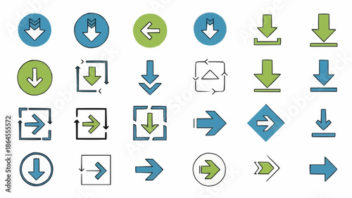 Collection of Arrow Icons in Various Styles and Directions.