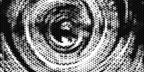 Triangular geometric pattern. Black white triangle background .