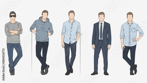 Diverse Mens Fashion Styles - A Vector Illustration Collection.