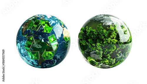 Environmental Recycling Earth Combination Set, isolated on transparent background