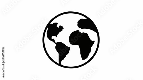 Stylized Earth Globe Icon Depicting Continents and Global Connectivity.