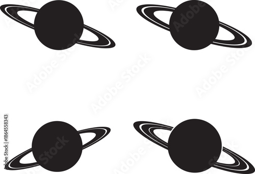 Four black hole representations with rings on white background