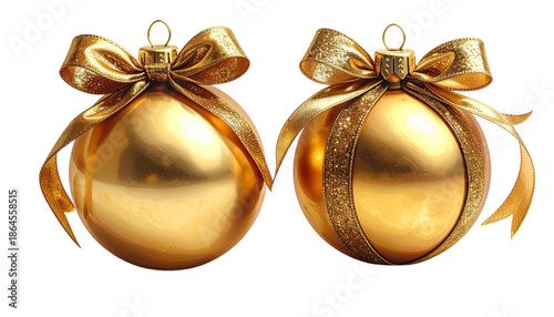 Luxury Gold Christmas Decoration Combination Set, isolated on transparent background