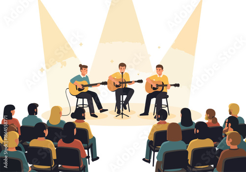 Live Music Performance Acoustic Band Playing for an Audience