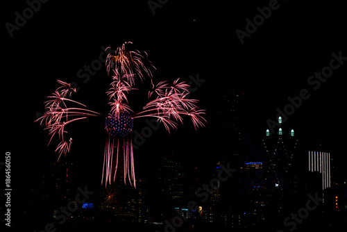 fireworks over the city of Dallas 
