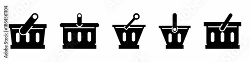 Basket shop icon vector collection. Set of shop basket icon vector template designs. Stock vector.