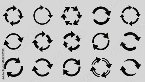 Collection of Circular Arrow Icons for Refresh and Rotation Concepts.