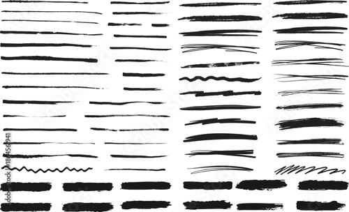 Wallpaper Mural Hand Drawn Marker Line and Brush Stroke Highlight Design Elements Vector Torontodigital.ca