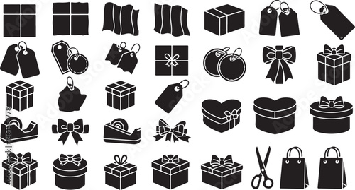 Black and white gift icons for various occasions online