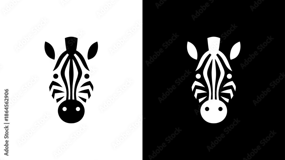 Fototapeta premium Bold minimal zebra head vector illustration