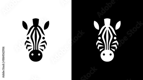 Bold minimal zebra head vector illustration